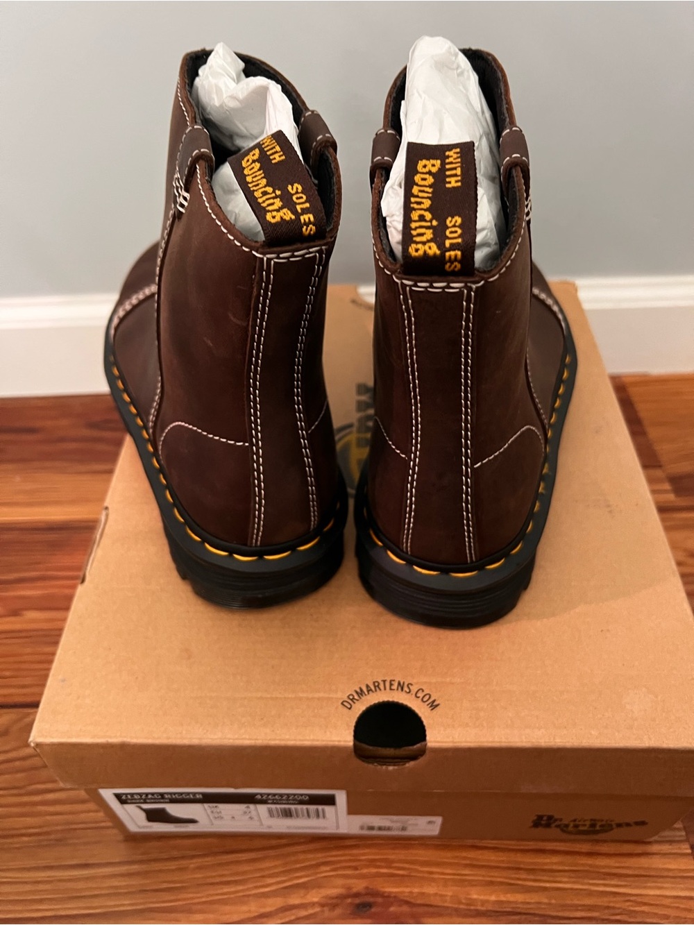 Dr. Martens | Zebzag Rigger Slip On Leather Boots in Dark Brown - Picture 6 of 7